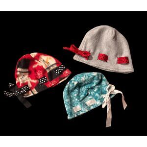 Baby (up to 6 months) Homemade Fleece Christmas Beanie Hats Set of 3!